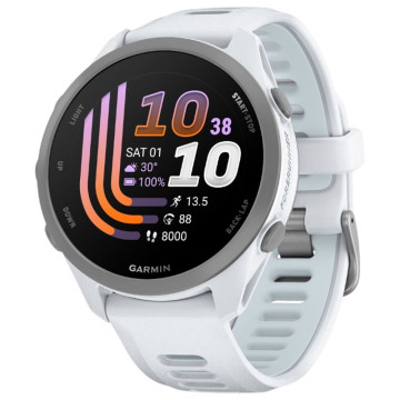 Умные часы Garmin FORERUNNER 170 43 мм, корпус: белый (Whitestone), с бело-голубым ремешком (Whitestone/Cloud Blue)