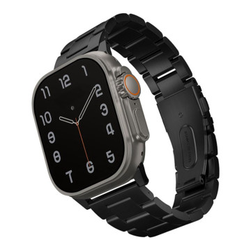 Ремешок Uniq OSTA для Apple Watch 44/45/46/49 мм металлический с саморегулирующимися звеньями (Черный)