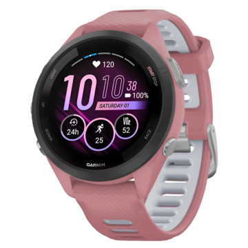 Умные часы Garmin FORERUNNER 265s 42 мм, корпус: черный, с розовым силиконовым ремешком (Pink)