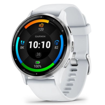 Умные часы Garmin VENU 3 45 мм, корпус: серебристый (Silver), с белым силиконовым ремешком (Whitestone)
