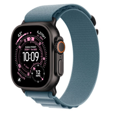Часы Apple Watch Ultra 3 GPS 49 мм, корпус черный титан (Black Titanium), ремешок Alpine, цвет: светло-синий (Light Blue), размер: L