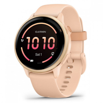 Умные часы Garmin VIVOACTIVE 6 42 мм, корпус: розовый (Pink Dawn), с золотистым силиконовым ремешком