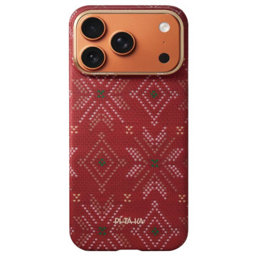 Чехол Pitaka Ultra-Slim Case для iPhone 17 Pro Max, принт: красные снежинки (Red Threads of Winter)