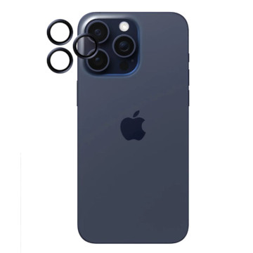 Защитное стекло на линзы камер для iPhone 15 Pro/Pro Max (С синей рамкой)