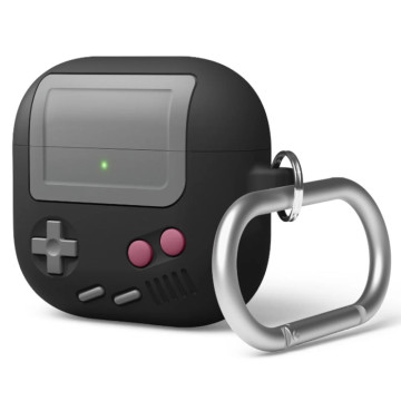 Чехол Elago для AirPods 4 Unique AW5 Game console с карабином (Черный)