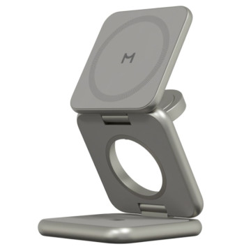 Беспроводное зарядное устройство Magssory Fold Pro 3-в-1 для Apple, с поддержкой MagSafe, Qi2 (Титан)