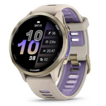 Умные часы Garmin FORERUNNER 970 47 мм, корпус: светло-серый (Titanium), с силиконовым серым/индиго ремешком (French Gray/Translucent Indigo Band)