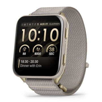 Умные часы Garmin VENU X1 46 мм, корпус: золотистый (Gold), с серым нейлоновым ремешком (French Gray)