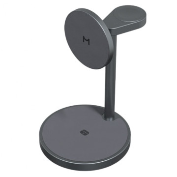 Беспроводное зарядное устройство Magssory Base Pro Qi2 3-в-1 для Apple (Темно-серое)