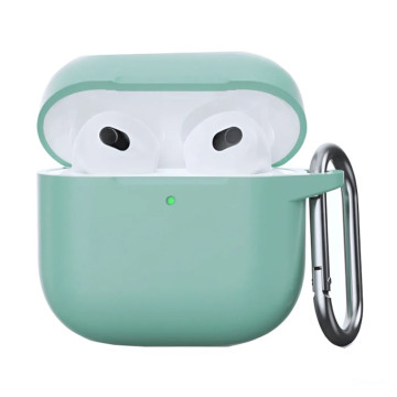 Чехол силиконовый для наушников Apple AirPods 4 с карабином (Мятный)