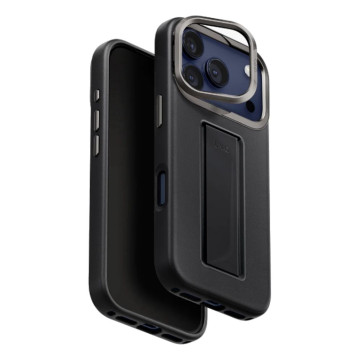 Чехол Uniq Heldro PRO Leatherette FlexGrip с подставкой с поддержкой MagSafe для iPhone 17 Pro (Черный)