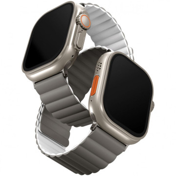 Ремешок Uniq Revix для Apple Watch 44/45/46/49 мм двусторонний магнитный (Серый/Белый)