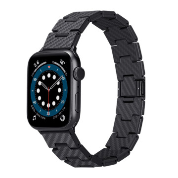 Ремешок Pitaka для Apple Watch 44/45/46/49 мм, принт: ретро (Retro) (Черно-Серый)