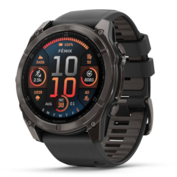 Умные часы Garmin Fenix 8 51 мм, AMOLED Sapphire, корпус: угольно-серый (Carbon Gray Titanium), DLC покрытие, с черным силиконовым ремешком