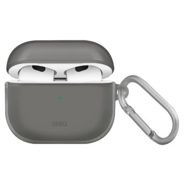 Чехол Uniq Glase для Airpods 3 с карабином (Серый)