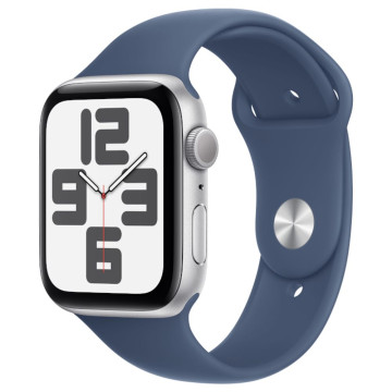 Часы Apple Watch SE 2 (2024) 44 мм, корпус алюминий серебристый (Silver Aluminium), ремешок Sport Band, цвет: деним (Denim), размер: S/M