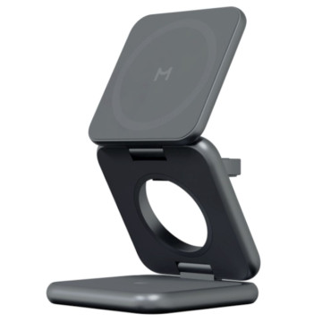 Беспроводное зарядное устройство Magssory Fold Pro 3-в-1 для Apple, с поддержкой MagSafe, Qi2 (Графит)