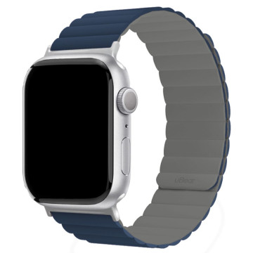 Ремешок uBear Mode для Apple Watch 44/45/46/49 мм магнитный силиконовый (Синий/Серый)