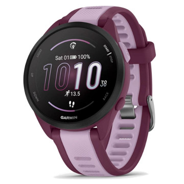 Умные часы Garmin FORERUNNER 165 Music 43 мм, корпус: лиловый (Lilac), с малиновым силиконовым ремешком (Berry)