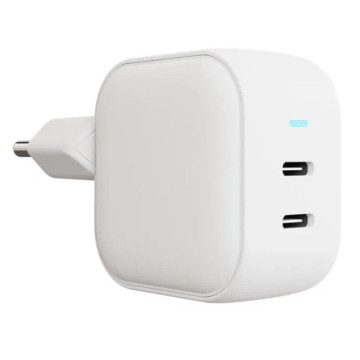 Сетевое зарядное устройство VLP G-Charge, USB-C+USB-С, PD, QC, 45 Вт (Белое)