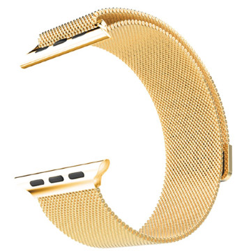 Ремешок металлический для Apple Watch 38/40/41/42 мм миланский сетчатый (Золотой)