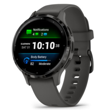 Умные часы Garmin VENU 3s 41 мм, корпус: серый (Slate), с серым силиконовым ремешком (Pebble/Gray)