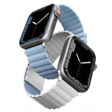 Ремешок Uniq Revix для Apple Watch 44/45/46/49 мм двусторонний магнитный (Голубой/Белый)
