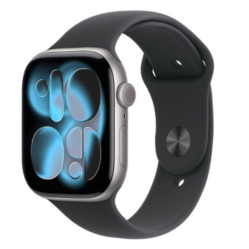 Часы Apple Watch Series 11 46 мм, корпус алюминий серый космос (Space Grey Aluminium), ремешок Sport Band, цвет: черный (Black), размер: M/L