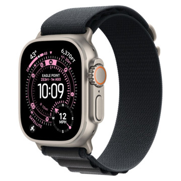Часы Apple Watch Ultra 3 GPS 49 мм, корпус натуральный титан (Natural Titanium), ремешок Alpine, цвет: черный (Black), размер: S