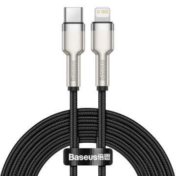 Кабель Baseus Metal USB-C - Lightning плетеный 2 м (Черный)