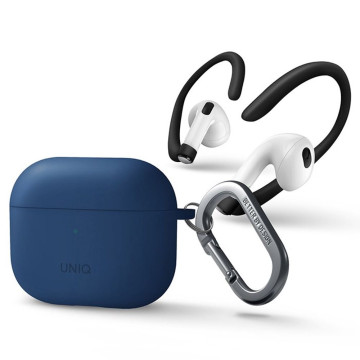 Чехол Uniq NEXO для Airpods 3 силиконовый с карабином (Синий)