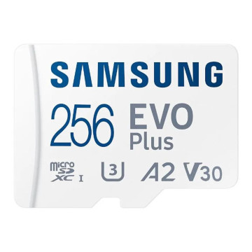 Карта памяти Samsung microSDXC 256 ГБ Evo Plus, Class 10 UHS-I U3 + SD переходник