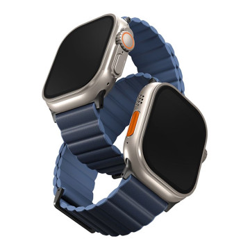Ремешок Uniq Revix для Apple Watch 44/45/46/49 мм двусторонний магнитный (Темно-Синий/Синий)