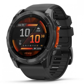 Умные часы Garmin Fenix 8 51 мм, AMOLED, корпус: серый (Slate Gray), с черным силиконовым ремешком (Black)