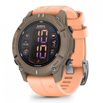Умные часы Garmin Descent G2, 45.5 мм, корпус: палома (Paloma), с розовым силиконовым ремешком (Shell Pink Band)