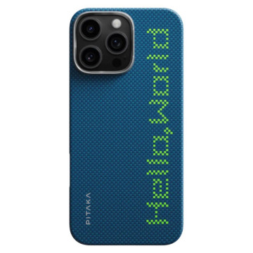 Чехол Pitaka Tactile Woven Luminous Case для iPhone 16 Pro Max, принт: привет мир (Hello World)