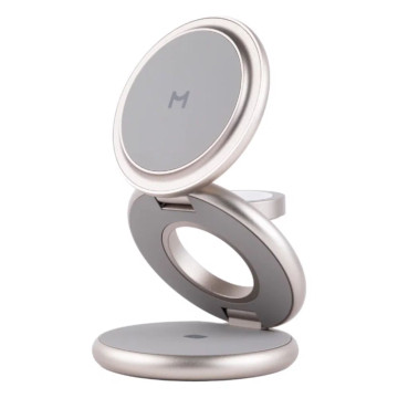 Беспроводное зарядное устройство Magssory Disc Signature 3-в-1 для Samsung, с поддержкой MagSafe (Титан)