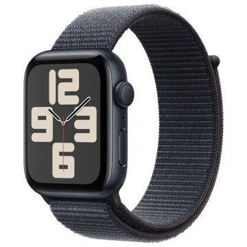 Часы Apple Watch SE 2 (2024) 44 мм, корпус алюминий черная ночь (Midnight Aluminium), ремешок Sport Loop, цвет: чернильный (Ink)
