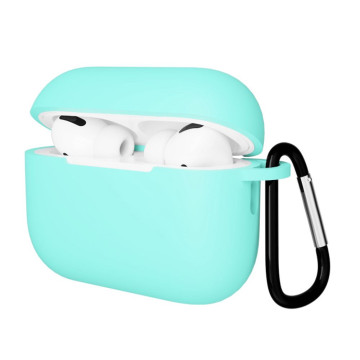 Чехол Gurdini с карабином, покрытие софт-тач для Airpods Pro 3 (Мятный)