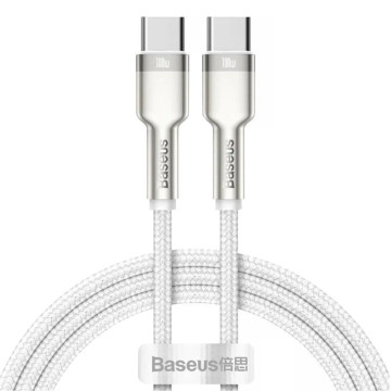 Кабель Baseus Metal USB-C - USB-C, 1 м (Белый)