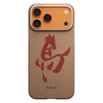 Чехол Pitaka Ultra-Slim Case Ink Horse Painting для iPhone 17 Pro Max, цвет: золото и нефрит (Gold & Jade)