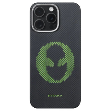 Чехол Pitaka Aries Tactile Woven Case для iPhone 16 Pro Max, принт: пришелец (Alien)