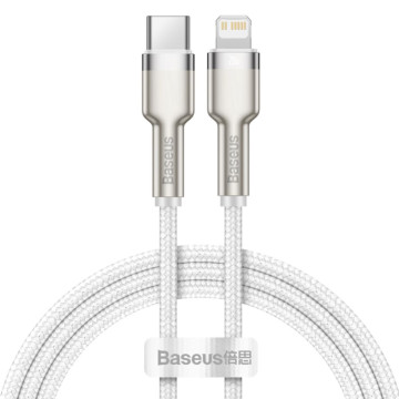 Кабель Baseus Metal USB-C - Lightning Cable плетеный 1m (Белый)
