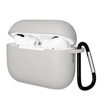 Чехол Gurdini с карабином, покрытие софт-тач для Airpods Pro 3 (Серый)