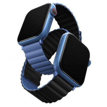 Ремешок Uniq Revix для Apple Watch 44/45/46/49 мм двусторонний магнитный (Синий/Черный)