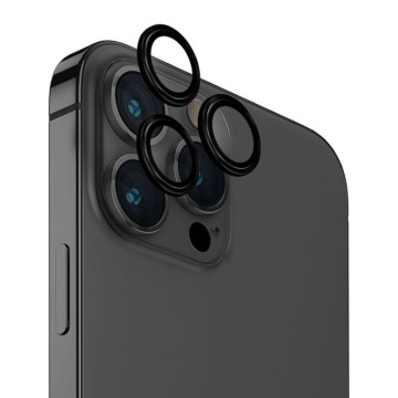 Защитное стекло Uniq OPTIX Aluminium на линзы камер для iPhone 15 Pro (С черной рамкой)