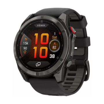 Умные часы Garmin Fenix 8 Pro 51 мм AMOLED Sapphire корпус: угольно-серый (Carbon Gray Titanium), DLC-покрытие, с пепельно-серым силиконовым ремешком