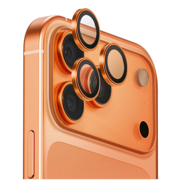 Защитное стекло Uniq Optix AluGuard на линзы камер для iPhone 17 Pro/Pro Max (С оранжевой рамкой)