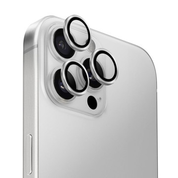 Защитное стекло Uniq Optix AluGuard на линзы камер для iPhone 16 Pro/Pro Max (С серебристой рамкой)