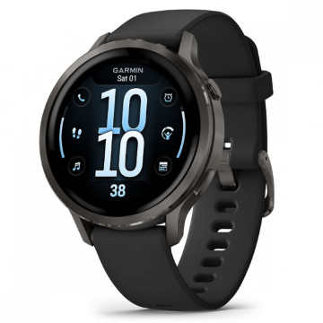 Умные часы Garmin VENU 4 45 мм, корпус: серый (Slate), с черным силиконовым ремешком (Black)
